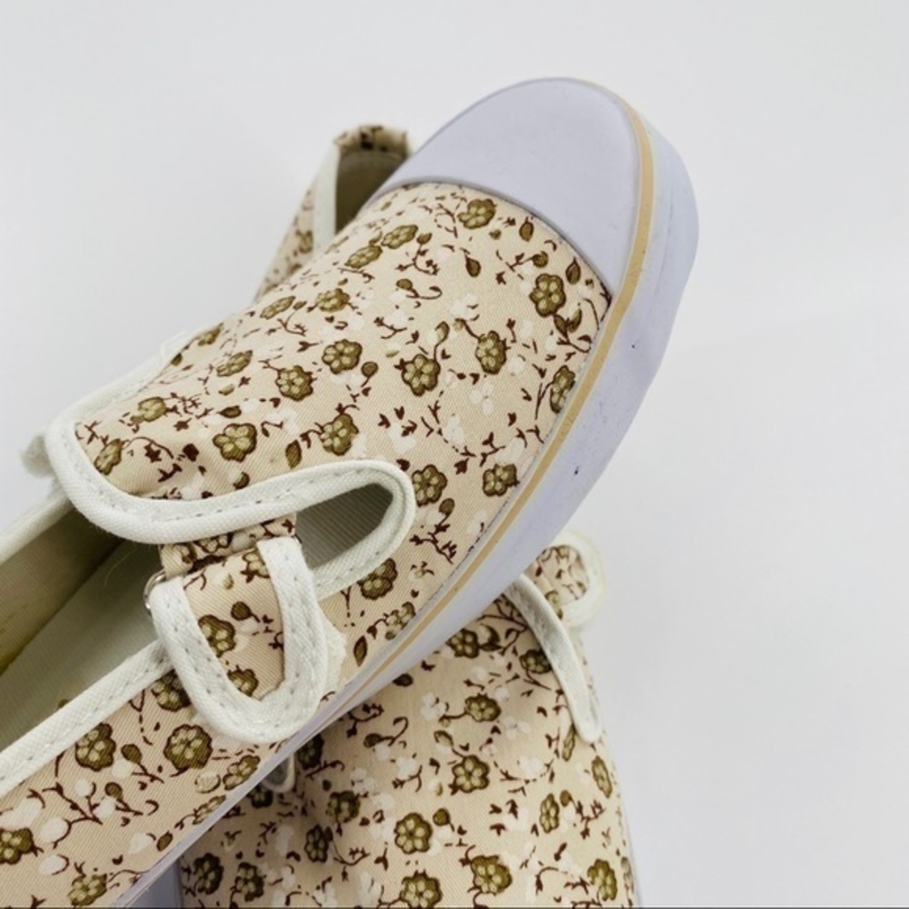 Beige Floral Print Canvas Velcro Sneakers - Picture 3 of 5